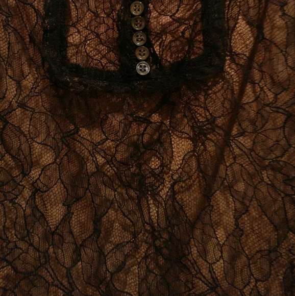 New! Gorgeous BCBGMAXAZRIA Black Lace Top! L - Picture 6 of 7